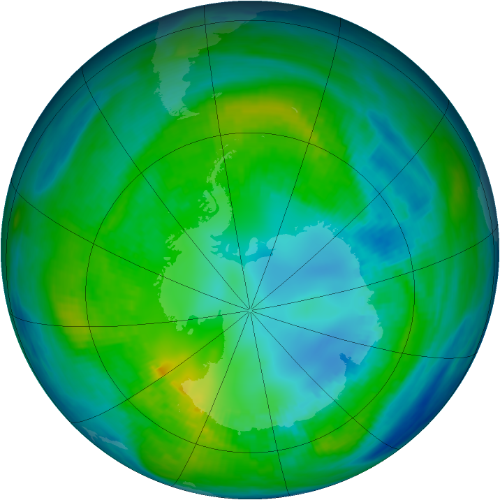 Antarctic ozone map for 25 April 1981